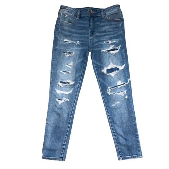 American Eagle Hi-Rise Jegging Crop Denim Jeans-Blue-Size 10-GUC - Picture 1 of 9